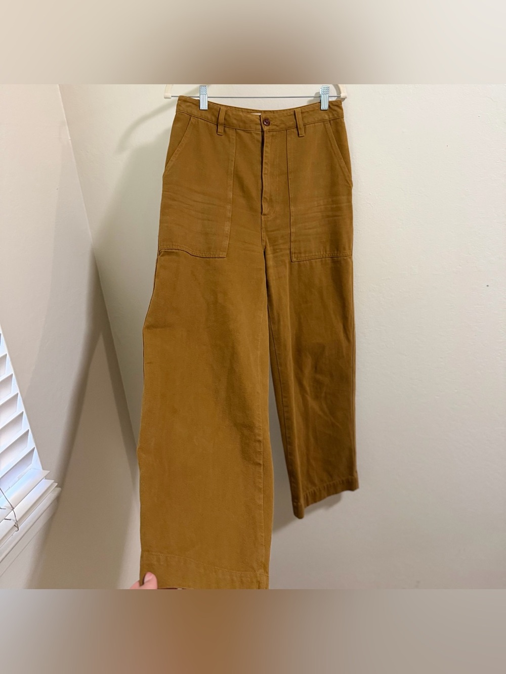 Alex Mill Patrick Washed Denim Wide Leg Pants Golden Khaki Ochre Size 4 Cargo - Picture 7 of 16